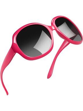 Women's Pink Black Polarized UV Protection Sun Glasses Big Wide Shades Driving